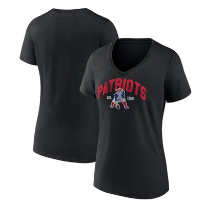 Fanatics Branded Black New England Patriots Plus Size Drop Back V-neck T-shirt