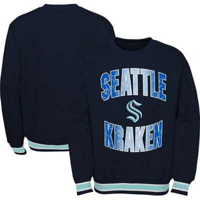 Outerstuff Kids' Youth Deep Sea Blue Seattle Kraken Classic Blueliner Pullover Sweatshirt In Navy