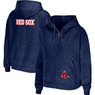 Wear By Erin Andrews Heather Gray Boston Red Sox Full-zip Hoodie In Navy