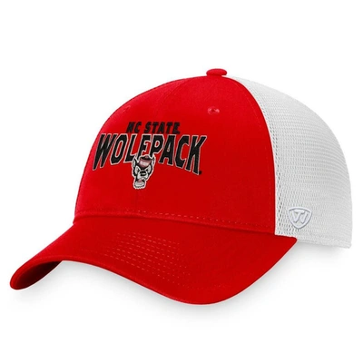 Top Of The World Men's  Red, White Nc State Wolfpack Breakout Trucker Snapback Hat In Red,white