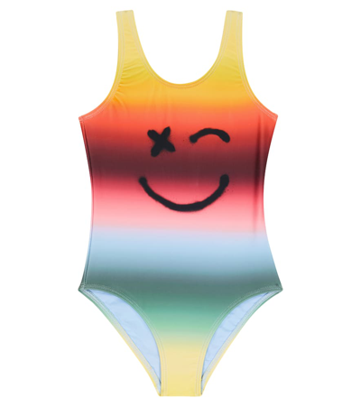 Molo Kids' Nika Printed Swimsuit In 7879 Happy Rainbow