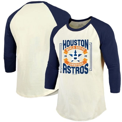 Majestic Threads Cream/navy Houston Astros 2022 World Series Champions Divide And Conquer Tri-blend In Cream,navy