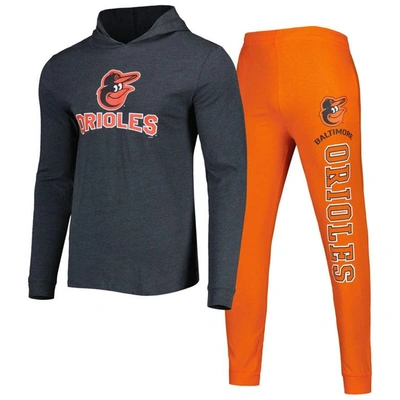 Concepts Sport Orange/charcoal Baltimore Orioles Meter Hoodie & Joggers Set
