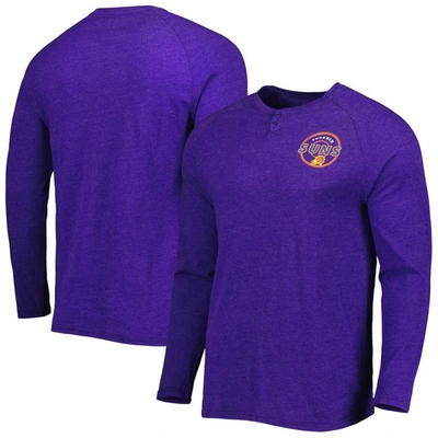 Concepts Sport Heathered Purple Phoenix Suns Left Chest Henley Raglan Long Sleeve T-shirt