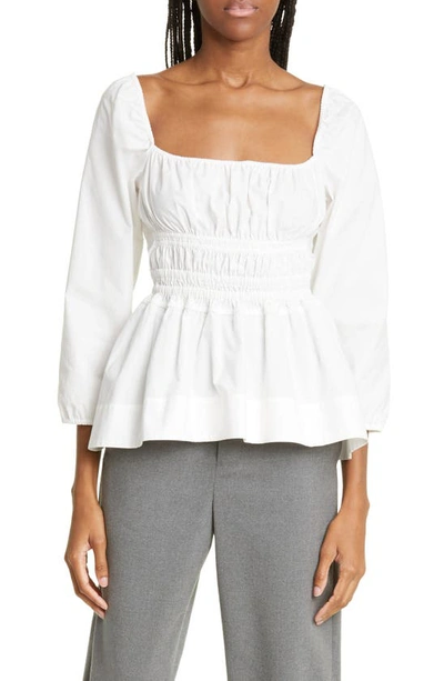 Proenza Schouler White Label Smocked-detail Square Neck Blouse In White