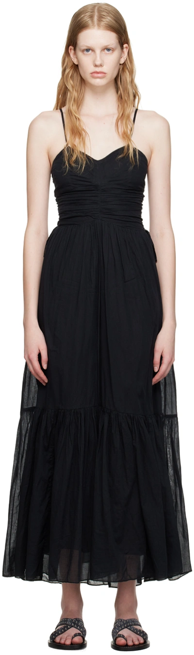 Isabel Marant Étoile Ruched-bodice Organic Cotton In Black