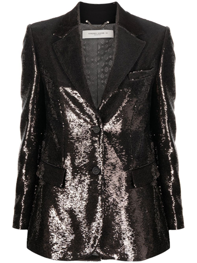 Golden Goose Sequin Embellished Single-breasted Blazer In Grey