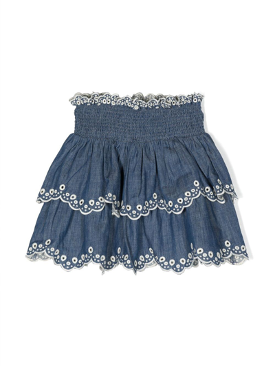 Zimmermann Kids' Little Girl's & Girl's Tiggy Scallop Denim Skirt In Blue