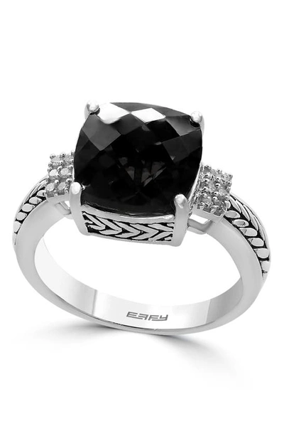 Effy Sterling Silver Onyx & Diamond Accent Ring In Black