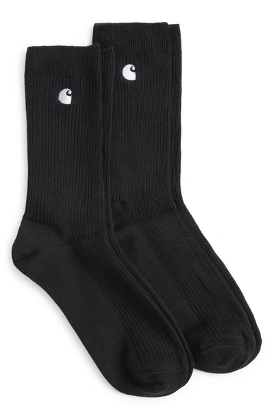 Carhartt Embroidered Logo Knitted Socks In Black