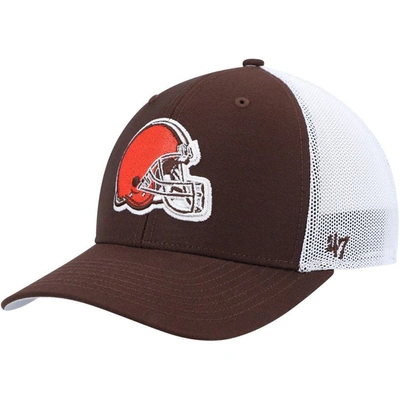 47 ' Brown/white Cleveland Browns Trophy Trucker Flex Hat