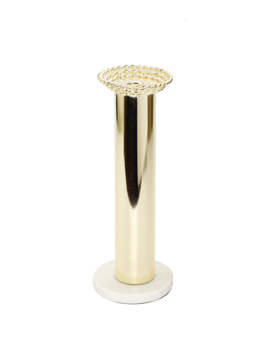 Classic Touch Taper 10.5" Candle Holder On Marble Base In Gold