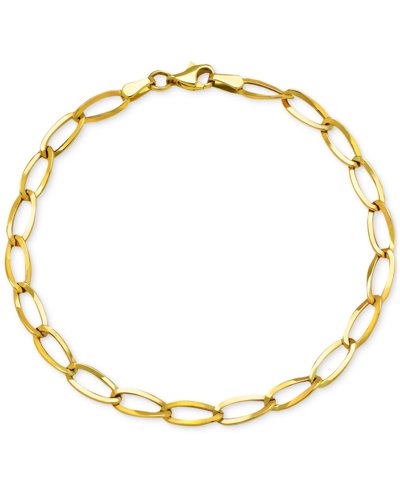 Macy's Figaro Polished Link Chain Bracelet In 10k Gold In Yellow Gold