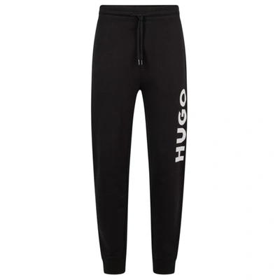 Hugo Boss Drawstring Tracksuit Bottoms In French Terry With Large Logo In Black