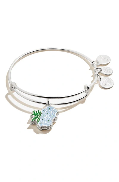Alex And Ani Delphinumium Sentimental Slider Expandable Wire Bangle Bracelet In Shiny Silver