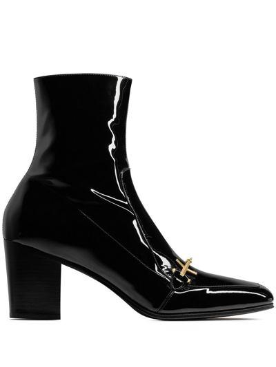 Saint Laurent Beau 75 Horsebit Boots In Black