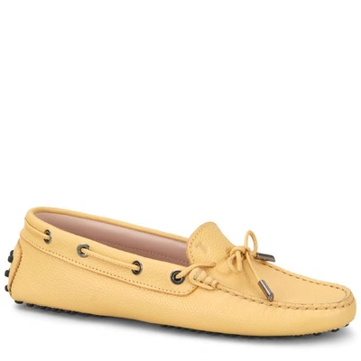 Tod's Gommino Driving Shoes In Leather In Yellow