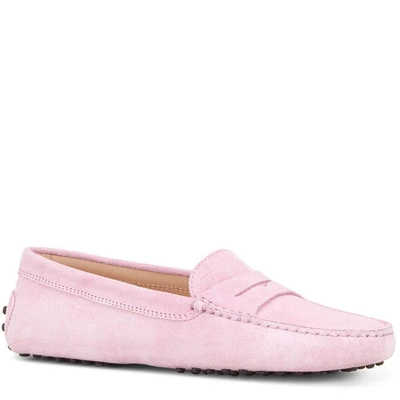 Tod's Gommino Driving Shoes In Suede In Pink