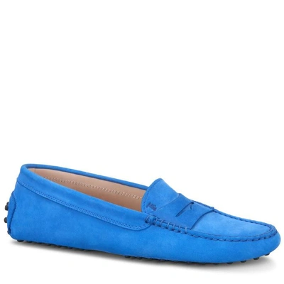 Tod's Gommino Driving Shoes In Nubuck In Blue