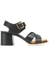 Tod's Leather Block Heel Sandals 50 In Black