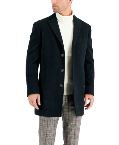 Tallia Men's Teal Donegal Slim-fit Overcoat