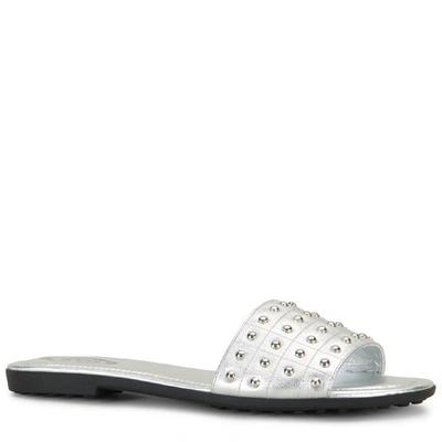 Tod's Silver Leather Sandals