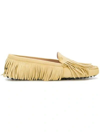 Tod's Yorky Gommino Moccasins In Suede In G017 Yellow