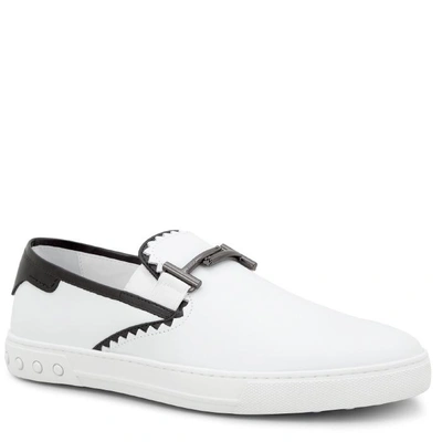 Tod's Ons In Leather In White/black