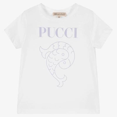 Emilio Pucci Babies' Girls White Cotton Logo T-shirt