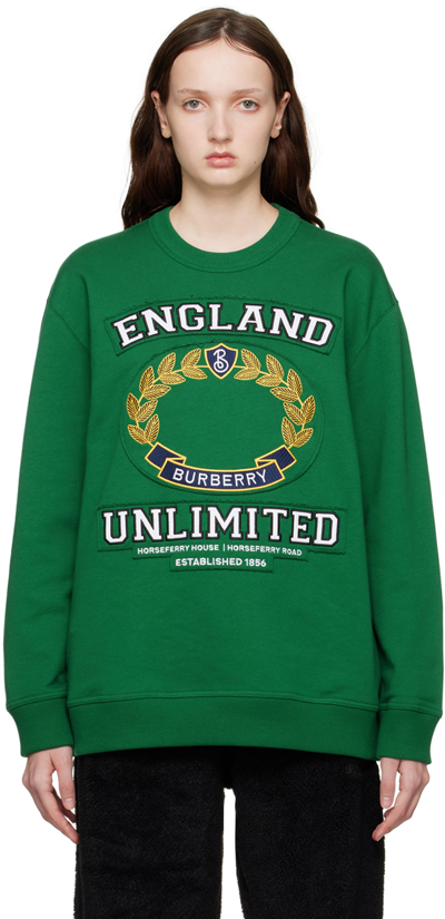 Burberry Oversized College Graphic Sweatshirt In Green