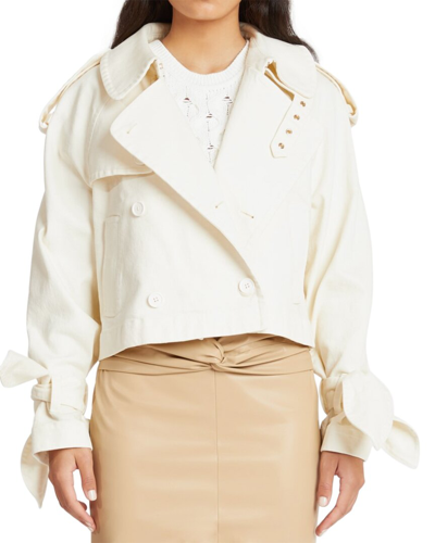 Tanya Taylor Cyril Cotton Canvas Cropped Jacket In Chalk