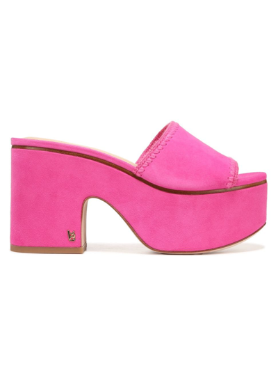 Veronica Beard Dessie Suede Platform Slide Sandals In Pink