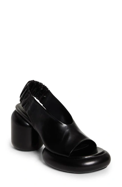 Jil Sander Tripon Leather Slingback Platform Sandals In Black