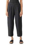 Eileen Fisher Cropped Organic Linen Lantern Pants In Black