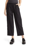 Eileen Fisher Cropped Organic Linen Pants In Black