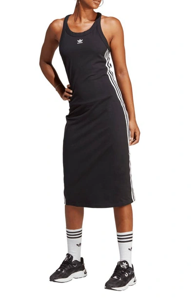 Adidas Originals Longline Stretch Cotton Tank Dress In Black