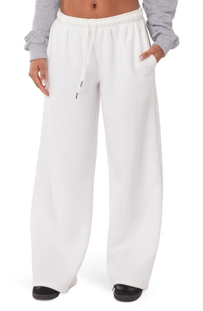 Edikted Kamari Low Rise Wide Leg Sweatpants In White