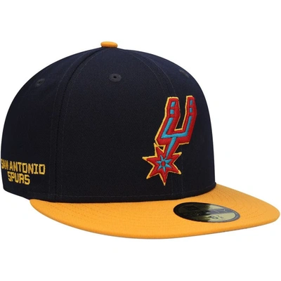 New Era Men's  Navy, Gold San Antonio Spurs Midnight 59fifty Fitted Hat In Navy,gold