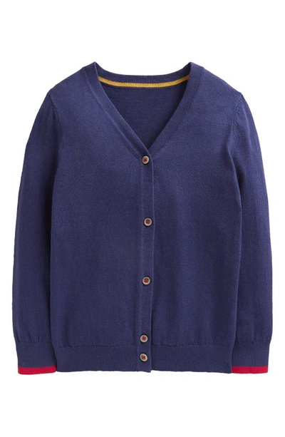 Mini Boden Kids' Cotton Button-up Cardigan In College Navy