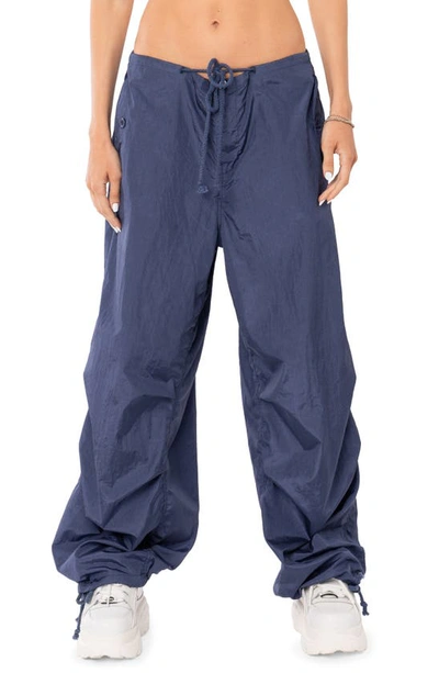 Edikted Rian Nylon Cargo Pants In Navy