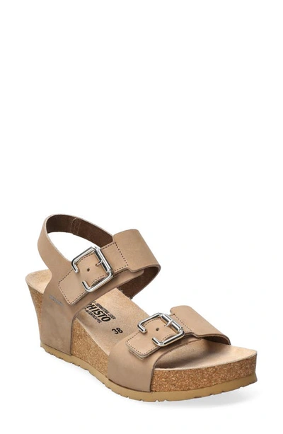 Mephisto Lissandra Platform Wedge Sandal In Light Taupe Sandalbuck