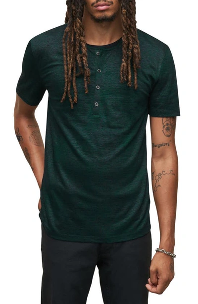 John Varvatos Torrance Short Sleeve Linen Henley In Veridian