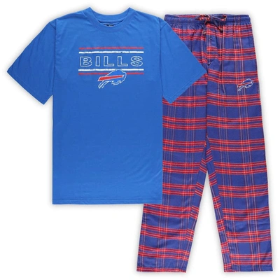 Concepts Sport Men's  Royal, Red Buffalo Bills Big And Tall Flannel Sleep Set In Royal,red