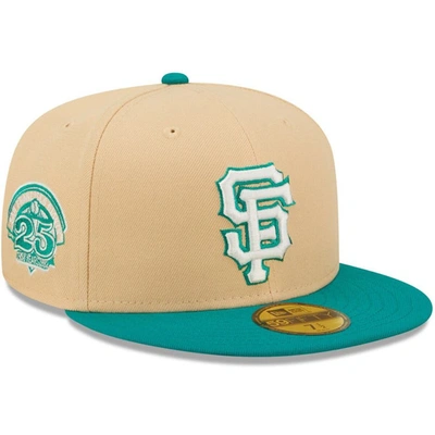 New Era Men's  Natural, Teal San Francisco Giants Mango Forest 59fifty Fitted Hat In Natural,teal