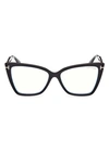 Tom Ford 55mm Cat Eye Blue Light Blocking Glasses In Black/ Other