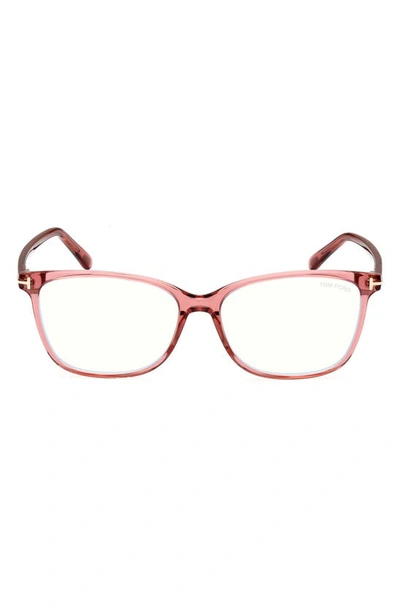 Tom Ford 54mm Square Blue Light Blocking Glasses In Pink / Other