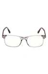 Tom Ford 55mm Rectangular Blue Light Blocking Glasses In Grey/ Other