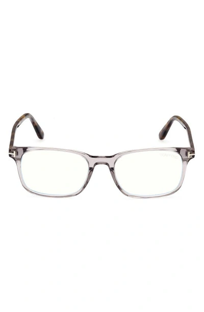 Tom Ford 55mm Rectangular Blue Light Blocking Glasses In Grey/ Other