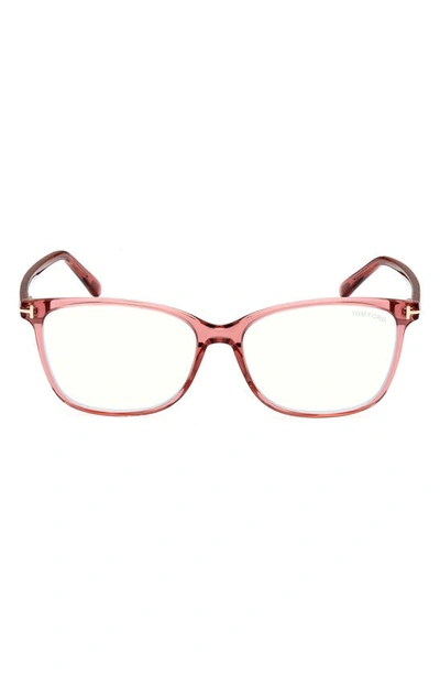 Tom Ford 56mm Rectangular Blue Light Blocking Glasses In Pink / Other