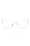 Tom Ford 56mm Butterfly Blue Light Blocking Glasses In Ivory